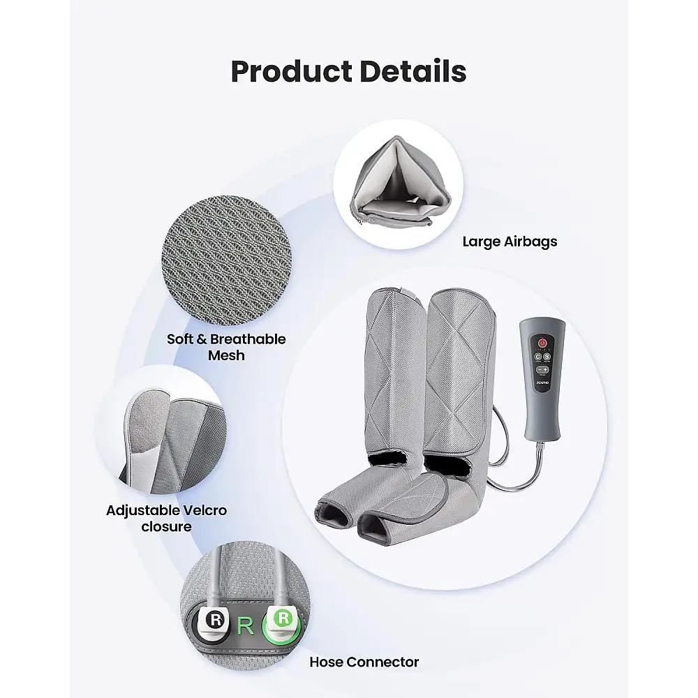 Renpho Συσκευή Μασάζ Ποδιών με Συμπίεση Αέρα για Γάμπες & Πέλματα, 5 Λειτουργίες & 4 Εντάσεις RF-ALM071-GY