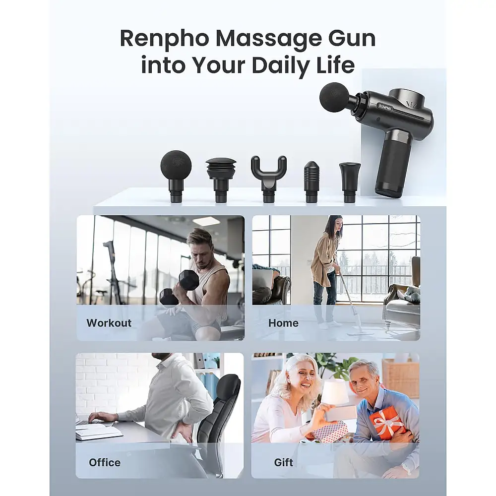 Renpho Πιστόλι Μασάζ Κρουστικής Θεραπείας για Αυχένα, Πλάτη & Μυϊκή Αποκατάσταση RP-GM171-BK