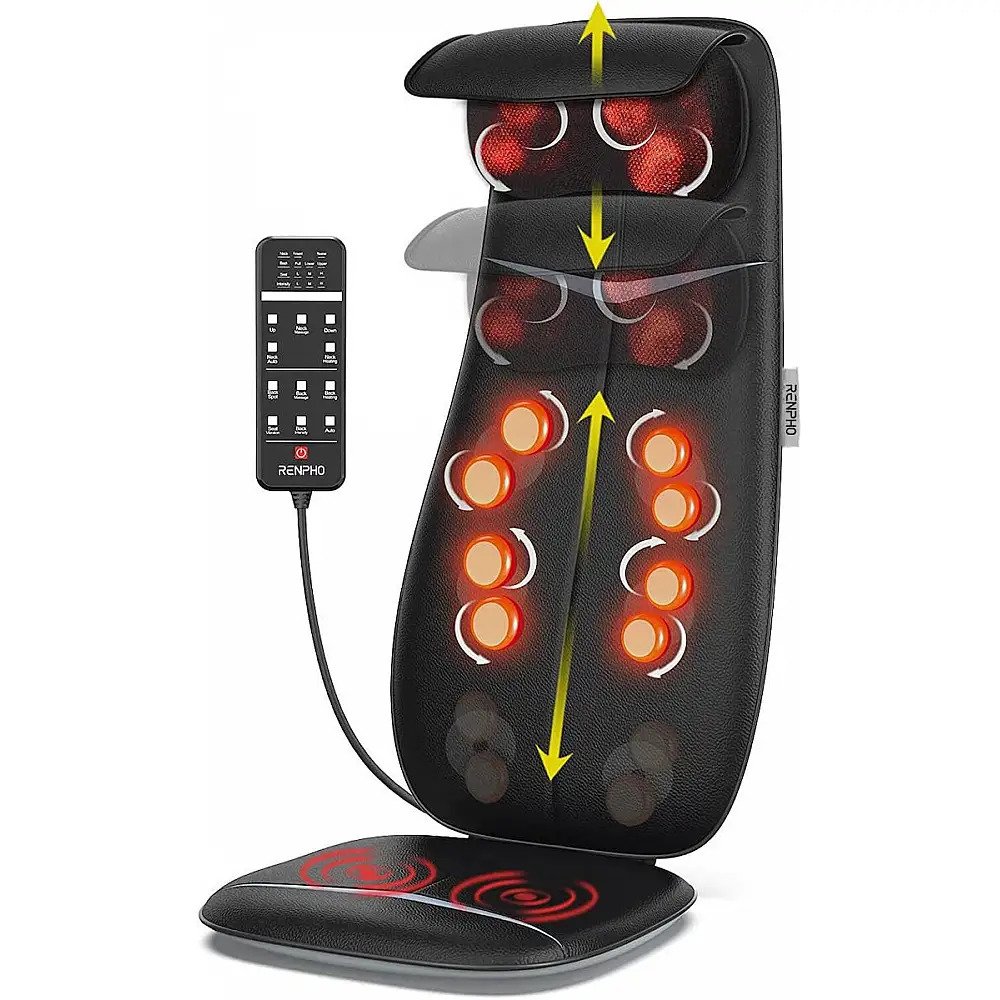 Renpho Μαξιλάρι Μασάζ Shiatsu για Αυχένα & Πλάτη με Θέρμανση και 4 Κεφαλές Μάλαξης RF-BM076-BK