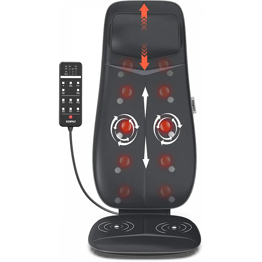 Renpho Μαξιλάρι Μασάζ Shiatsu για Αυχένα & Πλάτη με Θέρμανση και 4 Κεφαλές Μάλαξης RF-BM076-BK