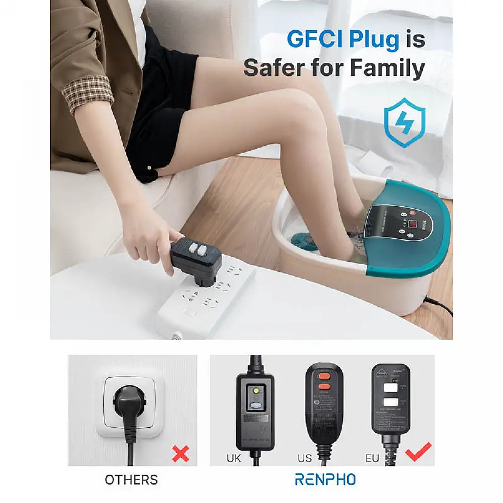 Renpho Συσκευή Μασάζ Ποδιών Ποδόλουτρο με Θέρμανση, Φυσαλίδες και Σετ Πεντικιούρ 5τμχ - Έως 45 Νούμερο R-X002-GN