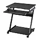 Τροχήλατο Μεταλλικό Γραφείο Υπολογιστή με Θέση για Πληκτρολόγιο 60 x 48 x 73 cm Χρώματος Μαύρο HOMCOM 836-293BK