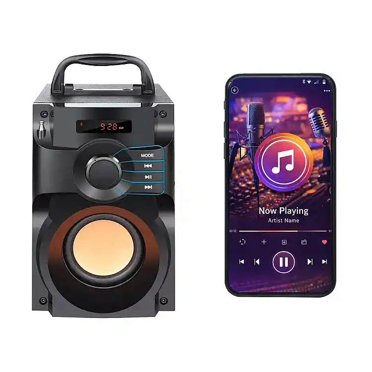 Verk Group  Ασύρματο Bluetooth Ηχείο με Ραδιόφωνο, Τηλεχειριστήριο και Οθόνη, Μαύρο 5907451379592