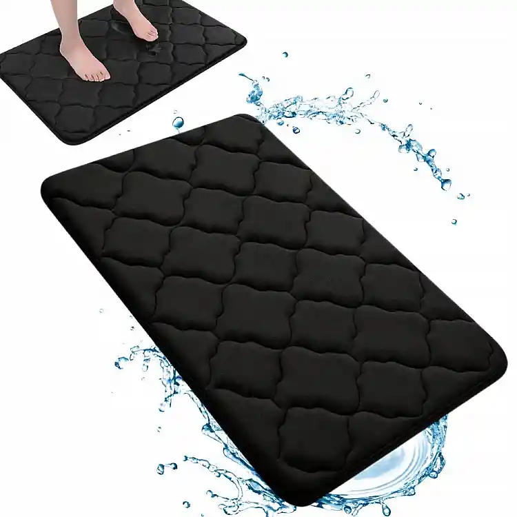 Verk Group  Χαλάκι Μπάνιου Memory Foam Μαύρο Απορροφητικό Αντιολισθητικό 50x40 cm 5907451375785