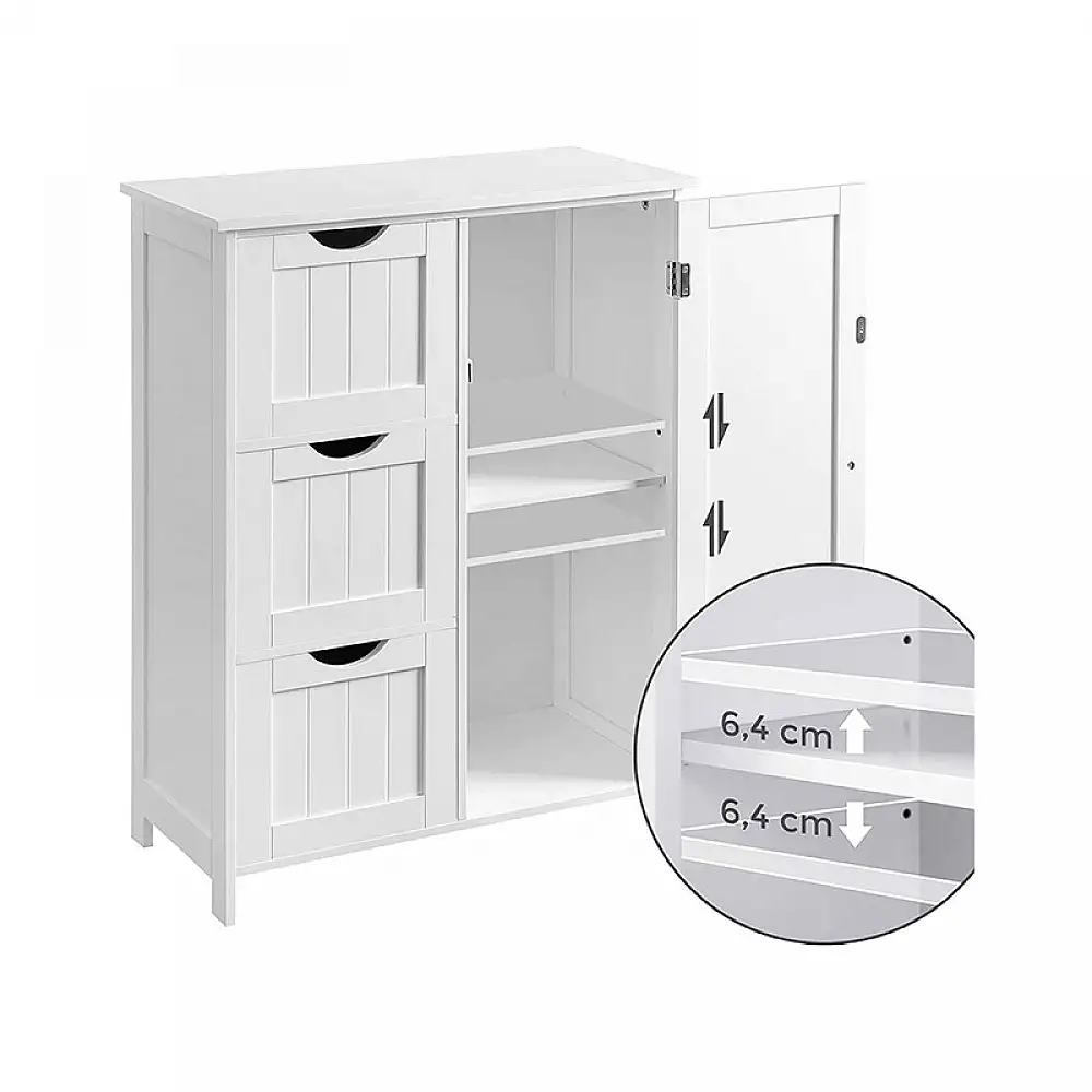 Ντουλάπι Μπάνιου με 3 Συρτάρια 60 x 30 x 81 cm VASAGLE BBC49WT