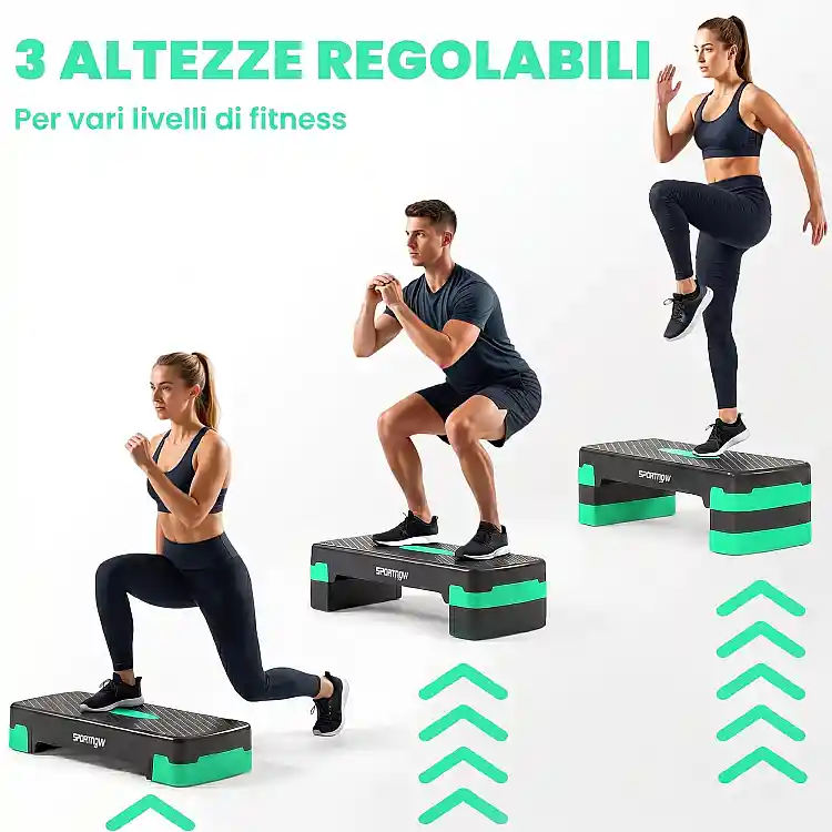 SPORTNOW Ρυθμιζόμενο Αερόβιο Σκαλοπάτι Γυμναστικής 10/15/20 cm με Ανυψωτικά Βάσης A90-449V00GN