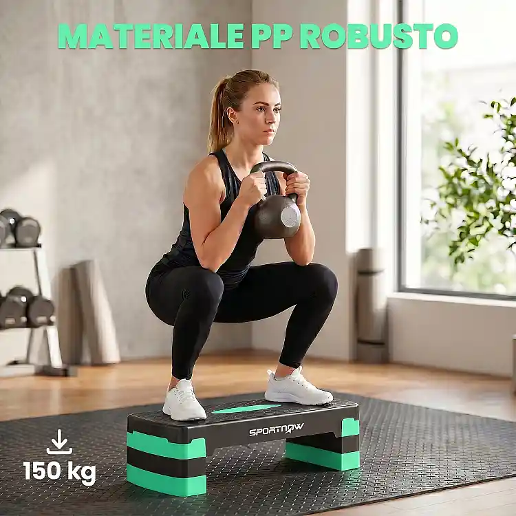 SPORTNOW Ρυθμιζόμενο Αερόβιο Σκαλοπάτι Γυμναστικής 10/15/20 cm με Ανυψωτικά Βάσης A90-449V00GN