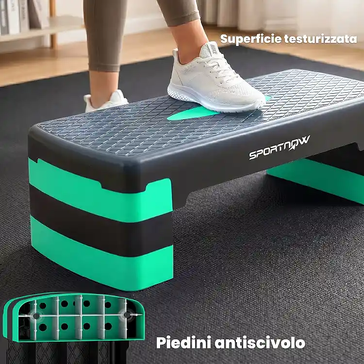 SPORTNOW Ρυθμιζόμενο Αερόβιο Σκαλοπάτι Γυμναστικής 10/15/20 cm με Ανυψωτικά Βάσης A90-449V00GN