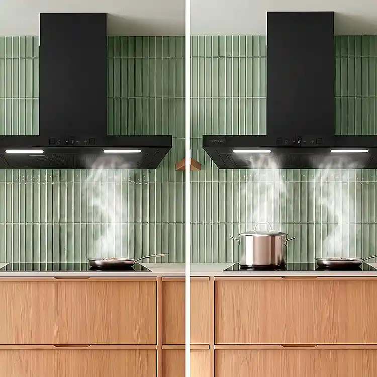CECOTEC Απορροφητήρας Κουζίνας Bolero Flux TT 604400 Black A++ Τύπου Τ 60cm με 413,3m³/h, Αισθητήριο Αφής, BLDC Motor, Booster, Χειρονομιακό Έλεγχο και Φίλτρα Άνθρακα CEC-110299