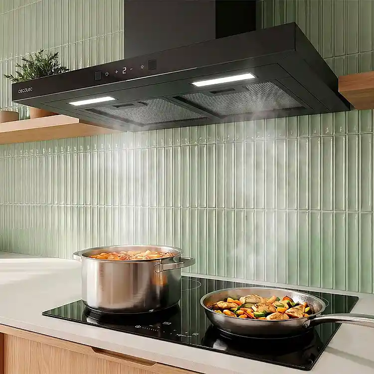 CECOTEC Απορροφητήρας Κουζίνας Bolero Flux TT 604400 Black A++ Τύπου Τ 60cm με 413,3m³/h, Αισθητήριο Αφής, BLDC Motor, Booster, Χειρονομιακό Έλεγχο και Φίλτρα Άνθρακα CEC-110299