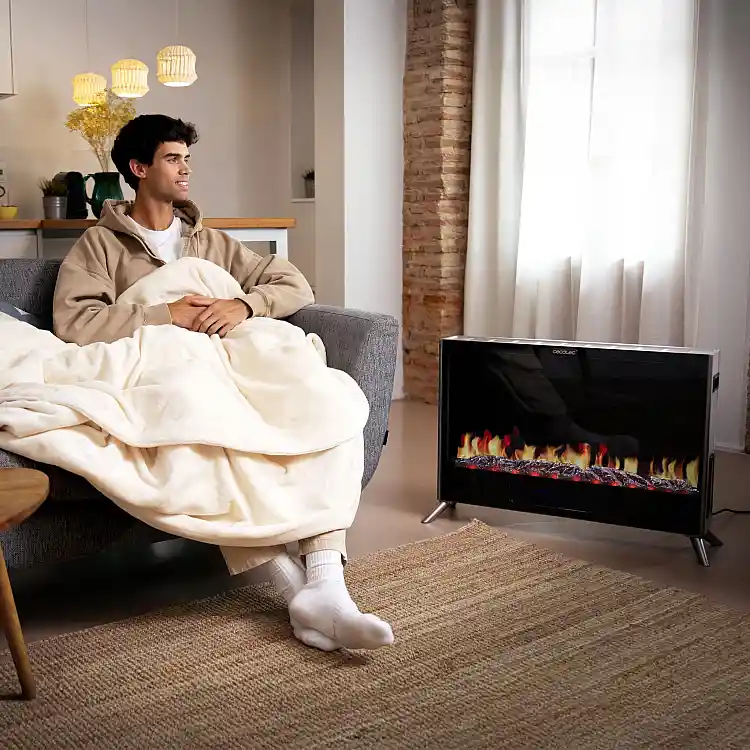 CECOTEC Ηλεκτρικό Τζάκι 2000W ReadyWarm 7500 3in1 Total Flames με Ρυθμιζόμενο Θερμοστάτη, Κεραμική Τεχνολογία, 2 Λειτουργίες, Σύστημα Συναγωγής και Τηλεχειριστήριο CEC-117497