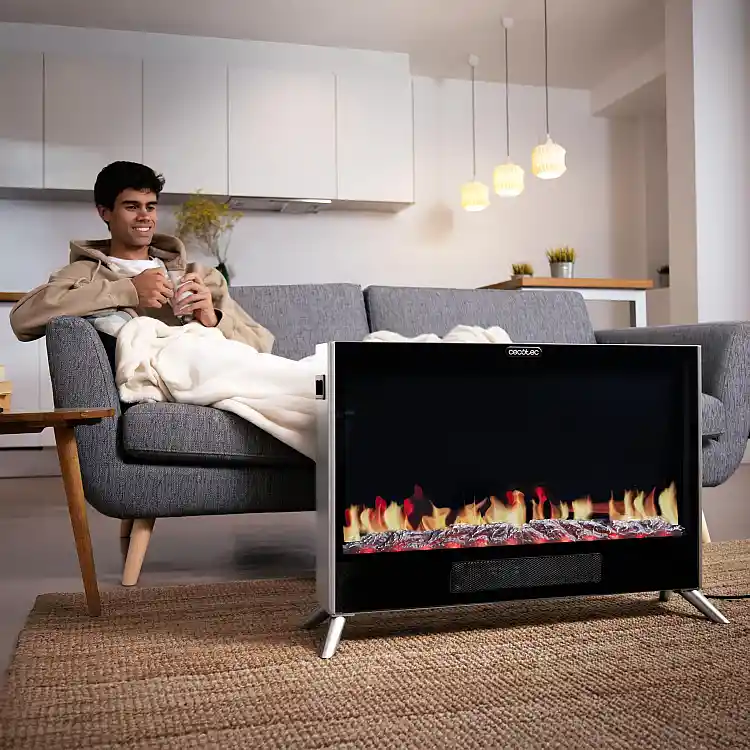 CECOTEC Ηλεκτρικό Τζάκι 2000W ReadyWarm 7500 3in1 Total Flames με Ρυθμιζόμενο Θερμοστάτη, Κεραμική Τεχνολογία, 2 Λειτουργίες, Σύστημα Συναγωγής και Τηλεχειριστήριο CEC-117497