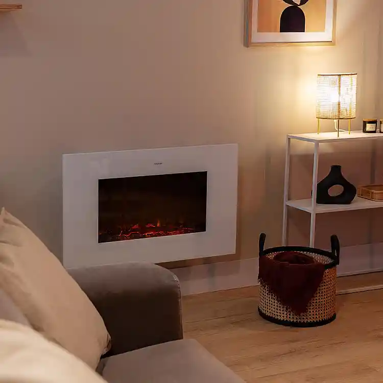 CECOTEC Ηλεκτρικό Τζάκι 35" 2000W ReadyWarm 3590 Flames Connected White με Wi‑Fi, Τηλεχειριστήριο, Πάνελ από Ενισχυμένο Γυαλί, Ρυθμιζόμενη Φλόγα, Εβδομαδιαίο Χρονοδιακόπτη και Αισθητήρα Ανοιχτής Πόρτας CEC-117777