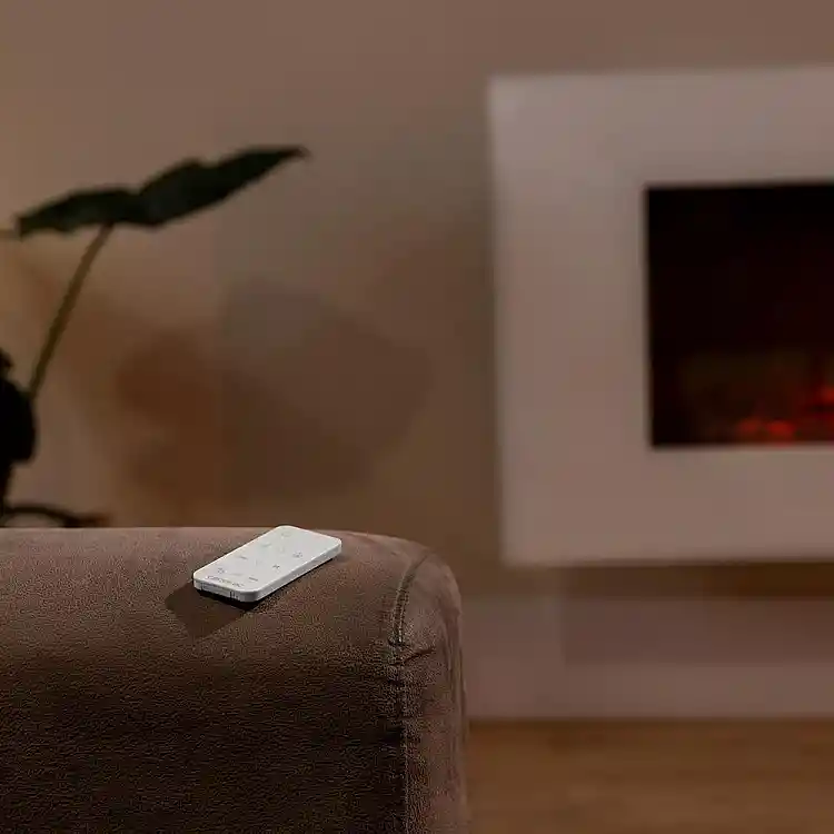 CECOTEC Ηλεκτρικό Τζάκι 35" 2000W ReadyWarm 3590 Flames Connected White με Wi‑Fi, Τηλεχειριστήριο, Πάνελ από Ενισχυμένο Γυαλί, Ρυθμιζόμενη Φλόγα, Εβδομαδιαίο Χρονοδιακόπτη και Αισθητήρα Ανοιχτής Πόρτας CEC-117777