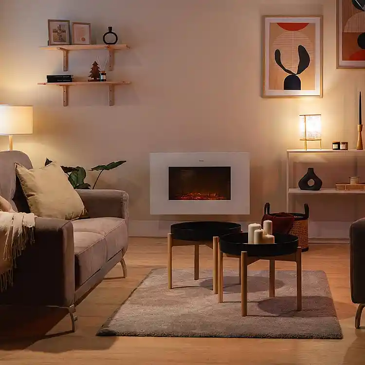 CECOTEC Ηλεκτρικό Τζάκι 35" 2000W ReadyWarm 3590 Flames Connected White με Wi‑Fi, Τηλεχειριστήριο, Πάνελ από Ενισχυμένο Γυαλί, Ρυθμιζόμενη Φλόγα, Εβδομαδιαίο Χρονοδιακόπτη και Αισθητήρα Ανοιχτής Πόρτας CEC-117777
