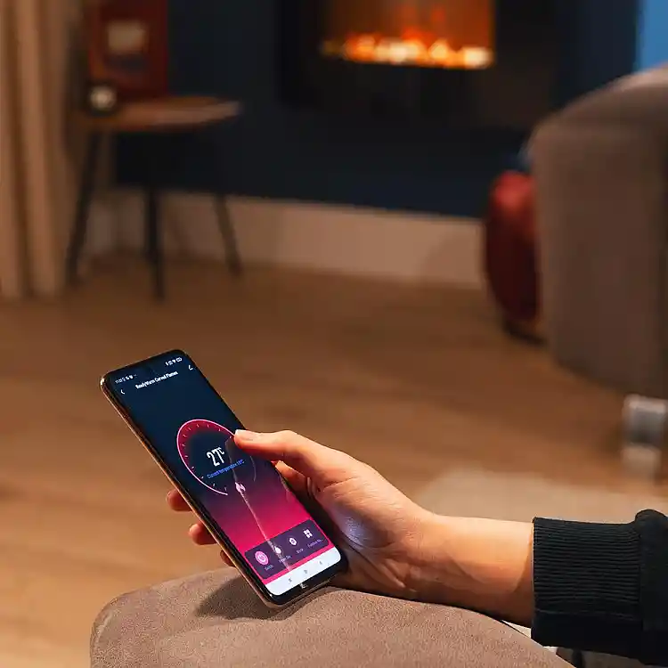 CECOTEC Ηλεκτρικό Διακοσμητικό Τζάκι ReadyWarm 3560 Curved Flames Connected 35" 2000W με Wi‑Fi, Τηλεχειριστήριο και Καμπύλο Κρύσταλλο Τεμπερλένιο CEC-117776