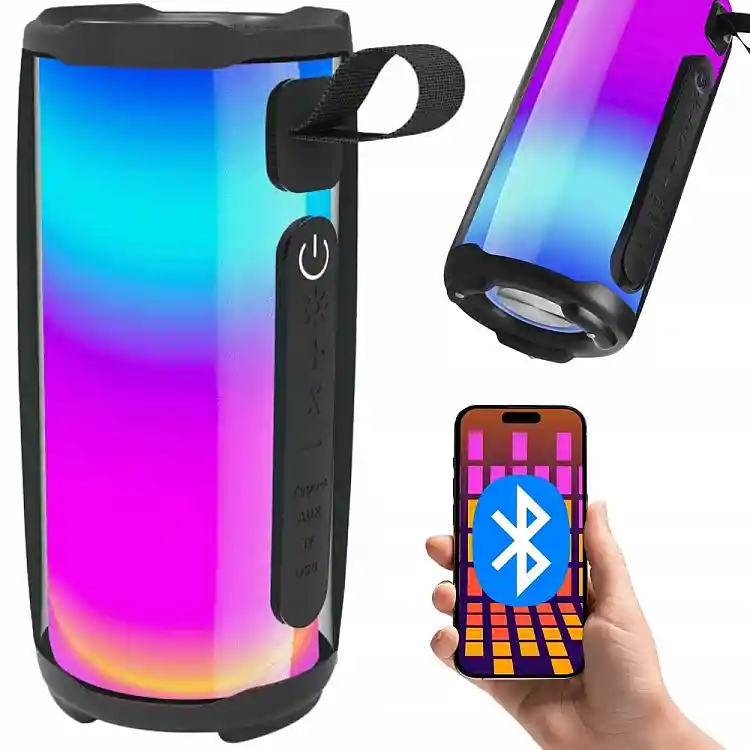 Verk Group Φορητό Ηχείο Bluetooth Boombox με RGB Φωτισμό, FM Ραδιόφωνο, USB, microSD, AUX και USB-C, Μαύρο 5907451375044