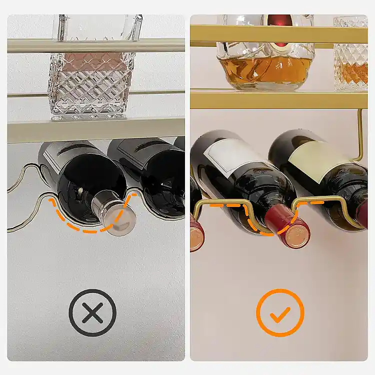 HOOBRO Καρότσι Μπαρ 2 Επιπέδων με Ρόδες, Θήκες για Ποτήρια και Κρασί, Χρυσό, 78x30x91 cm EGD11TC01