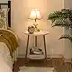 HOOBRO Πλαϊνό Τραπέζι με Σταθμό Φόρτισης, Στρογγυλό Τραπεζάκι 2 Επιπέδων, Λευκό/Χρυσό, 40x40x50 εκ. EDW67CBZ01