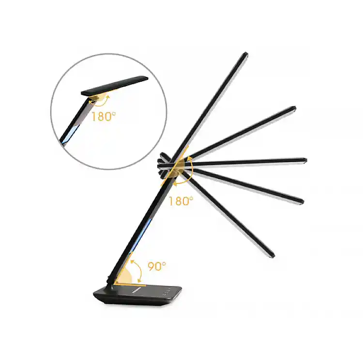 Verk Group Επιτραπέζιο Φωτιστικό LED 5W με Ασύρματη Φόρτιση Qi, USB, Ρολόι και 5 Επίπεδα Φωτεινότητας Λευκό