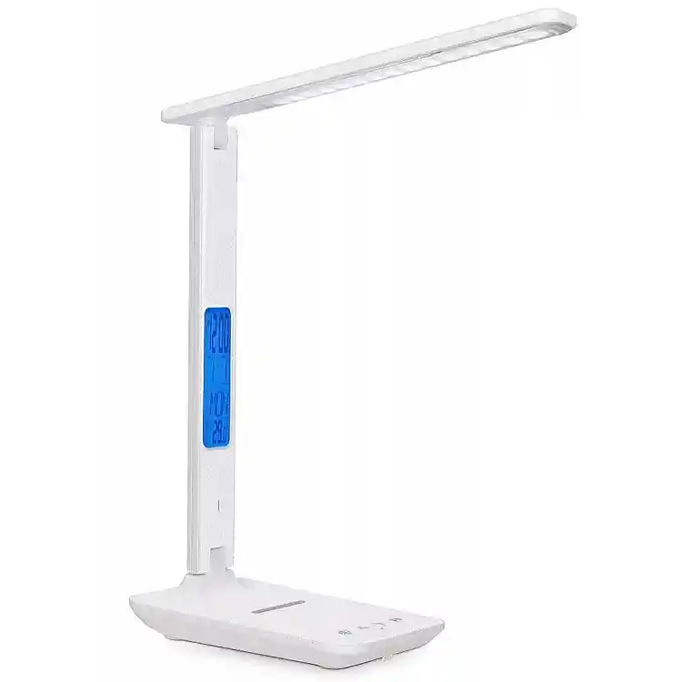 Verk Group Επιτραπέζιο Φωτιστικό LED 5W με Ασύρματη Φόρτιση Qi, USB, Ρολόι και 5 Επίπεδα Φωτεινότητας Λευκό