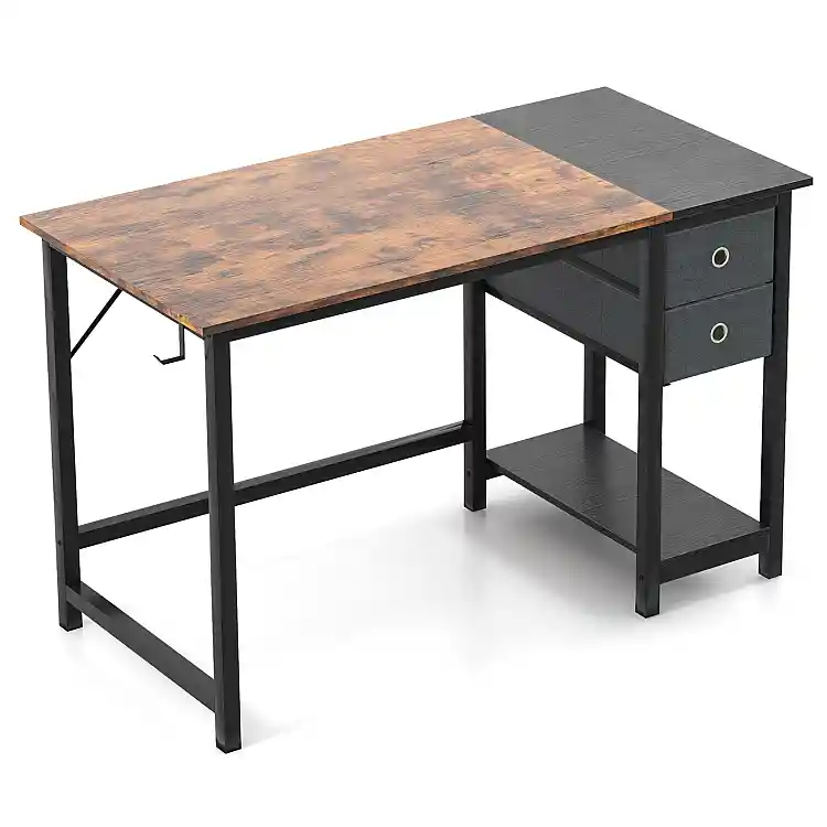 Costway Γραφείο Home Office 122 x 61 x 75 cm με 2 συρτάρια και γάντζο JV13678CF