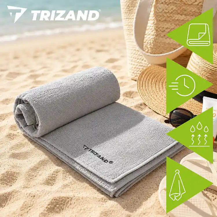 Trizand Πετσέτα Μικροΐνας Γρήγορου Στεγνώματος Trizand 120x60 εκ. Γκρι 27783