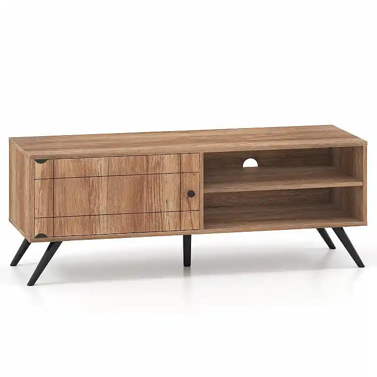 Costway Έπιπλο TV έως 55" με Ράφια και Ντουλάπι, Mid-Century Modern HV10875OA