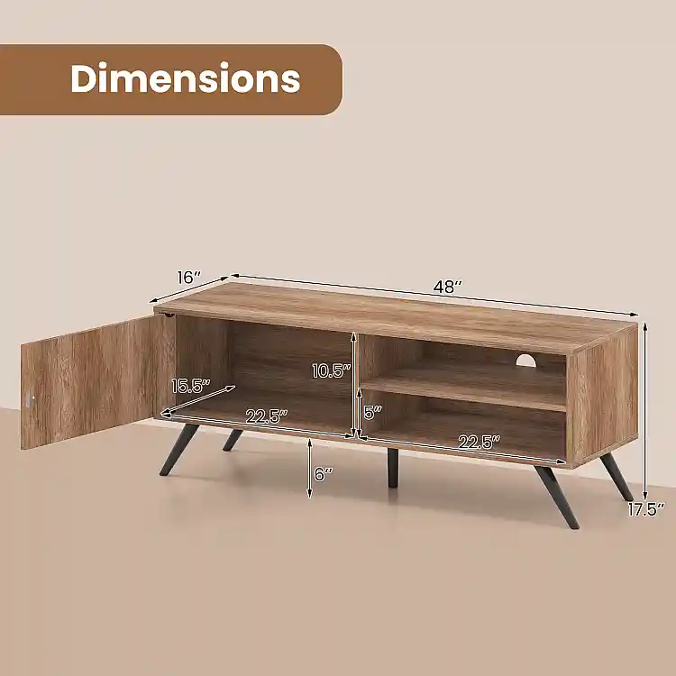 Costway Έπιπλο TV έως 55" με Ράφια και Ντουλάπι, Mid-Century Modern HV10875OA