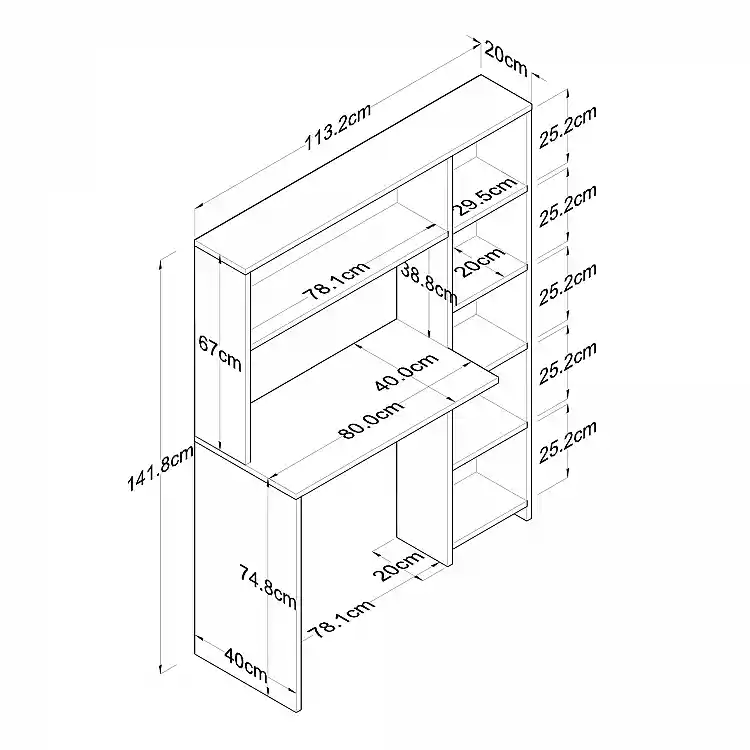 Σκανδιναβικό Γραφείο Μελέτης Λευκό 113,2 x 40 x 141,8 cm 893RAN2711