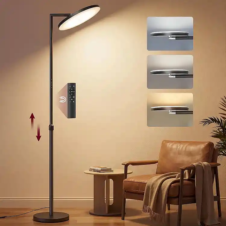 VASAGLE Επιδαπέδιο φωτιστικό LED 36W με ρύθμιση έντασης και περιστρεφόμενη κεφαλή, Ενεργειακής Κλάσης F, 25x 25x176cm LFL008BD02