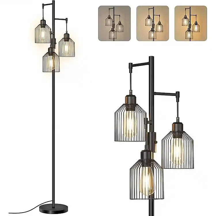 VASAGLE LED Επιδαπέδιο Φωτιστικό, Ρυθμιζόμενο, με 3 Λαμπτήρες, 29 x 32 x 176,5 cm LFL013BD02