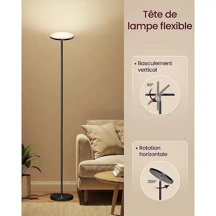 VASAGLE Επιδαπέδιο Φωτιστικό LED 30W με Περιστρεφόμενη Κεφαλή, Χρονοδιακόπτη, Μνήμη και Τηλεχειριστήριο, Μαύρο, 25 x 176 x 25 cm LFL018BD02