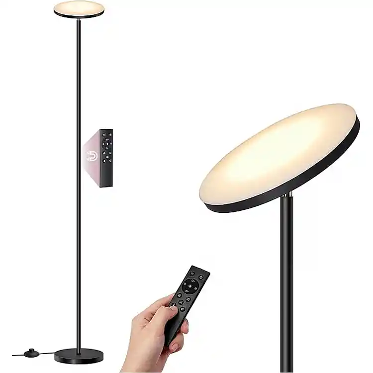 VASAGLE Επιδαπέδιο Φωτιστικό LED 30W με Περιστρεφόμενη Κεφαλή, Χρονοδιακόπτη, Μνήμη και Τηλεχειριστήριο, Μαύρο, 25 x 176 x 25 cm LFL018BD02