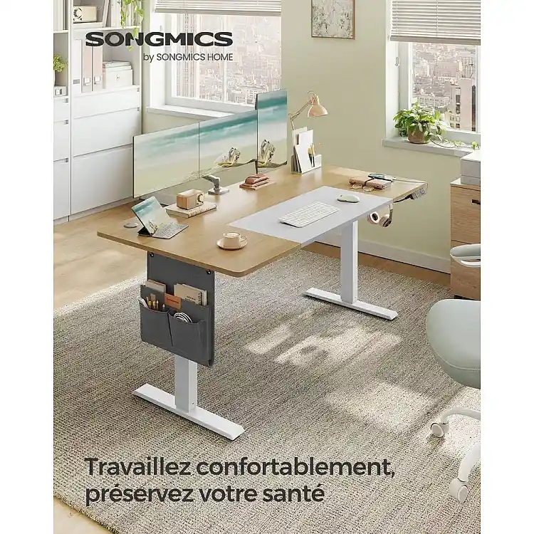 SONGMICS Ηλεκτρικό Ρυθμιζόμενο Γραφείο 70 x 160 x 72-120 cm με Ατσάλινο Σκελετό LSD026YD01