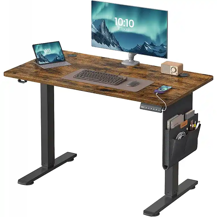 SONGMICS Ηλεκτρικό Ρυθμιζόμενο Γραφείο 100x60 cm με Μνήμη 4 Θέσεων, Καφέ Vintage LSD130KD01