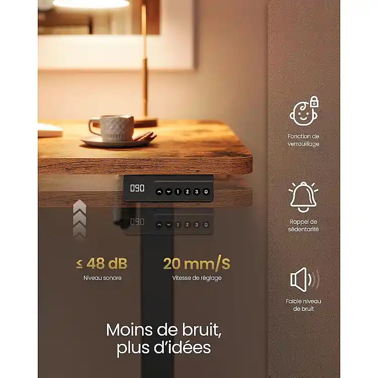 VASAGLE Ηλεκτρικό γραφείο ρυθμιζόμενου ύψους 120 x 60 x 72-120 εκ. LSD312KD03