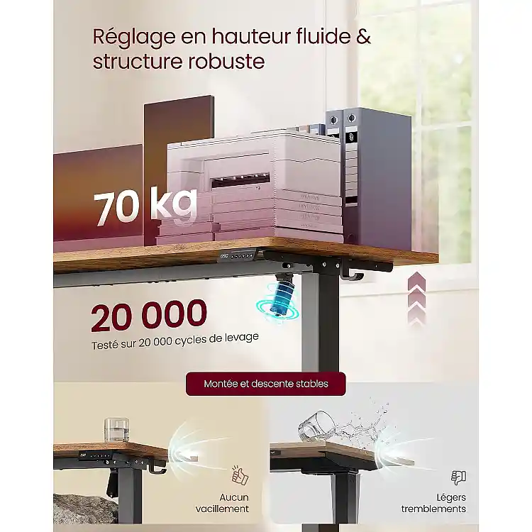VASAGLE Ηλεκτρικό γραφείο ρυθμιζόμενου ύψους 120 x 60 x 72-120 εκ. LSD312KD03