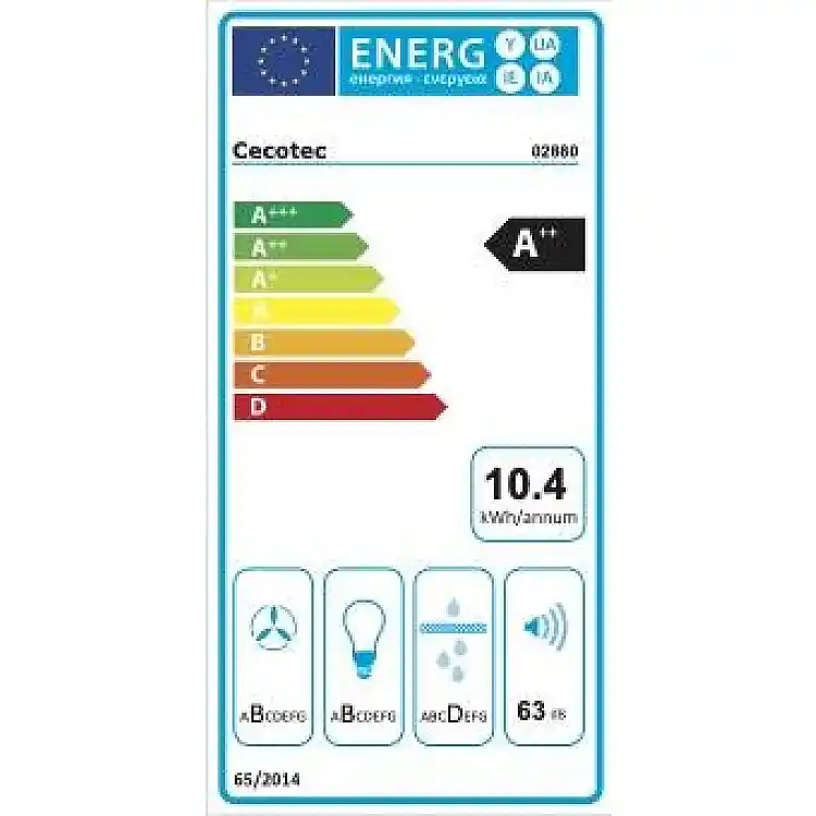 CECOTEC Γυάλινος Απορροφητήρας Τύπου T Flux TT 605500 60cm Μαύρος A++ CEC-02880