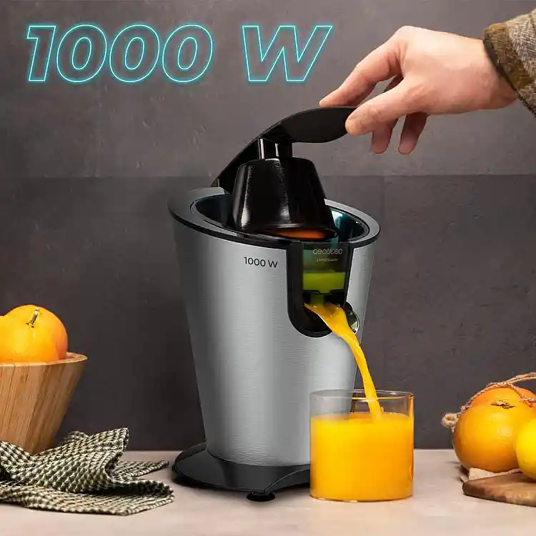 CECOTEC Ηλεκτρικός Αποχυμωτής με Βραχίονα EssentialVita PowerFresh 1000 Inox , 1000W, Ανοξείδωτο Σώμα & Φίλτρο, 2 Αποσπώμενοι Κώνοι CEC-03889