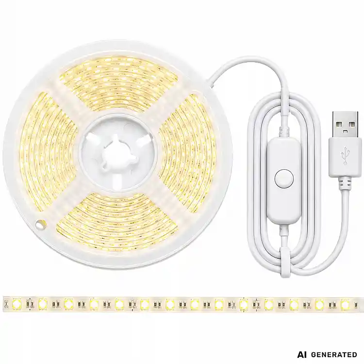 Verk Group Ταινία LED USB 5V 5m, ψυχρό λευκό φως, με διακόπτη, αυτοκόλλητη, διακοσμητική 5907451392027
