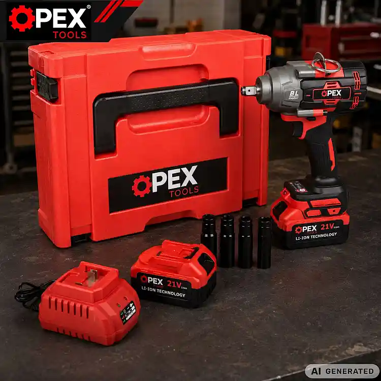 Verk Group OPEX TOOLS Παλμικό Κλειδί Μπαταρίας 21V Brushless 1000Nm με 2 Μπαταρίες 3Ah, Καρυδάκια, LED & Βαλίτσα (OPX28039) 5907451391945