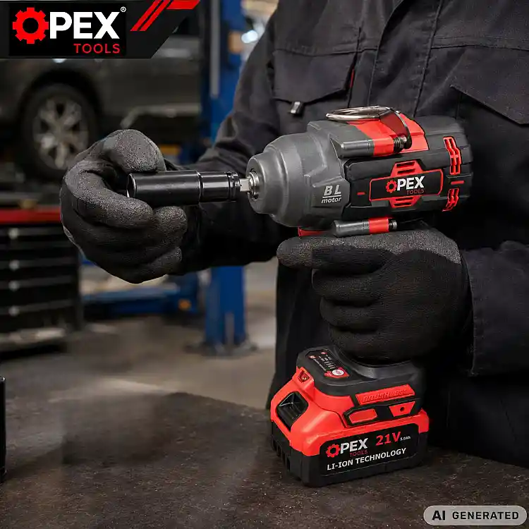 Verk Group OPEX TOOLS Παλμικό Κλειδί Μπαταρίας 21V Brushless 1000Nm με 2 Μπαταρίες 3Ah, Καρυδάκια, LED & Βαλίτσα (OPX28039) 5907451391945