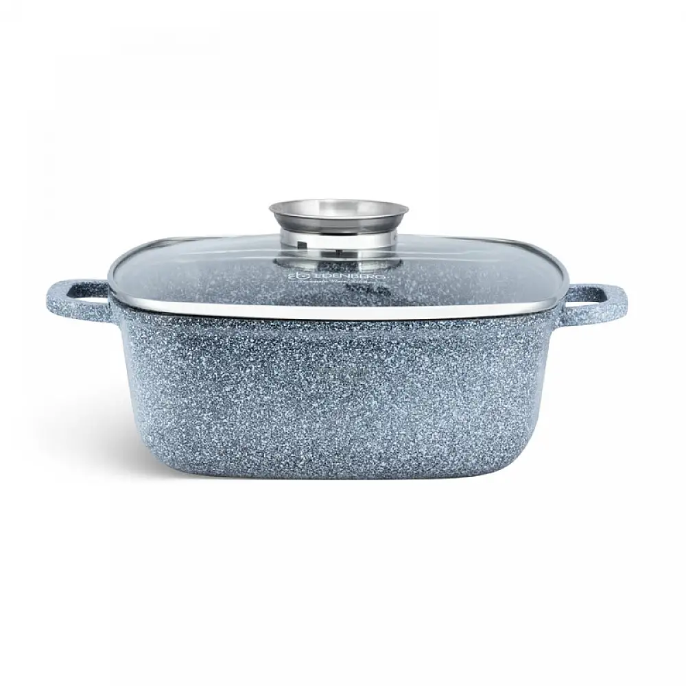 Αντικολλητική Τετράγωνη Κατσαρόλα 28 cm με Κεραμική-Γρανίτη Επίστρωση και Γυάλινο Καπάκι 6.5 Lt Edenberg EB-8003