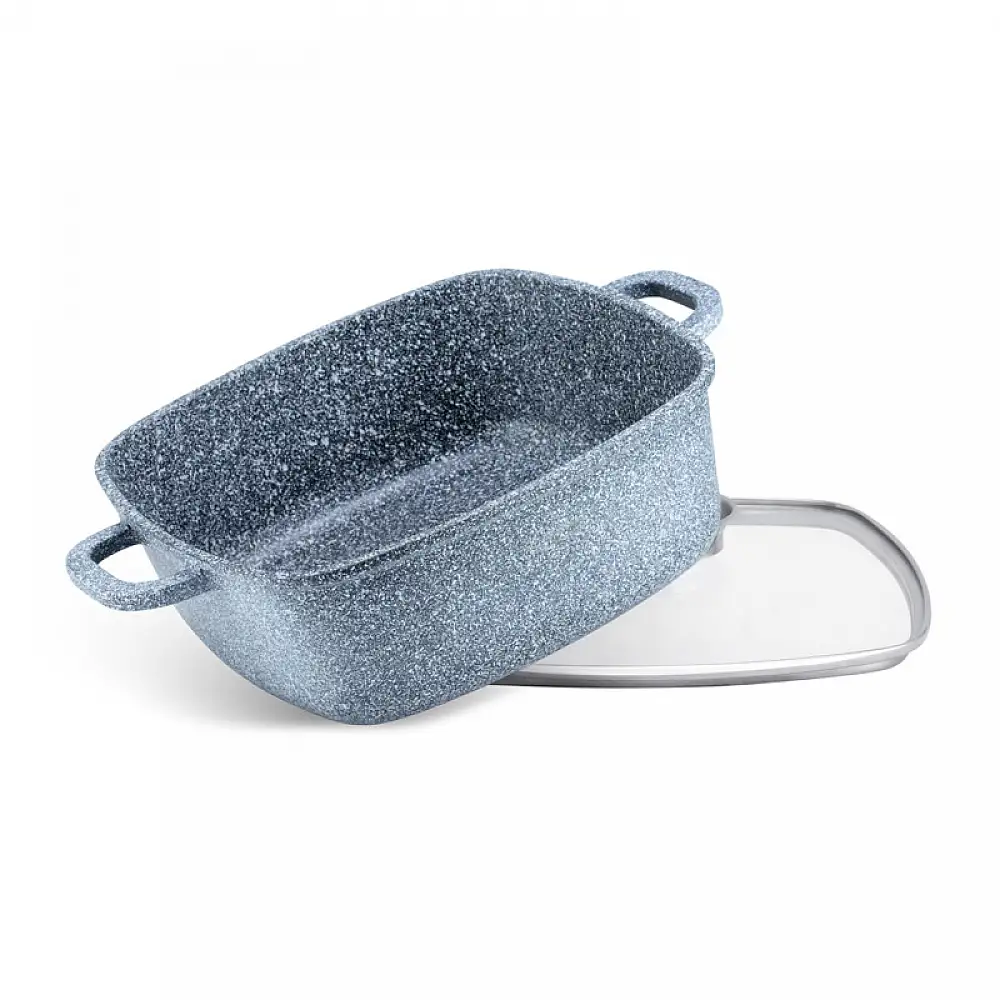 Αντικολλητική Τετράγωνη Κατσαρόλα 28 cm με Κεραμική-Γρανίτη Επίστρωση και Γυάλινο Καπάκι 6.5 Lt Edenberg EB-8003