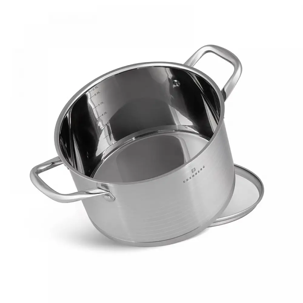 Σετ Μαγειρικών Σκευών από Ανοξείδωτο Ατσάλι 18/10 με Γυάλινα Καπάκια 12 τμχ Edenberg EB-7701