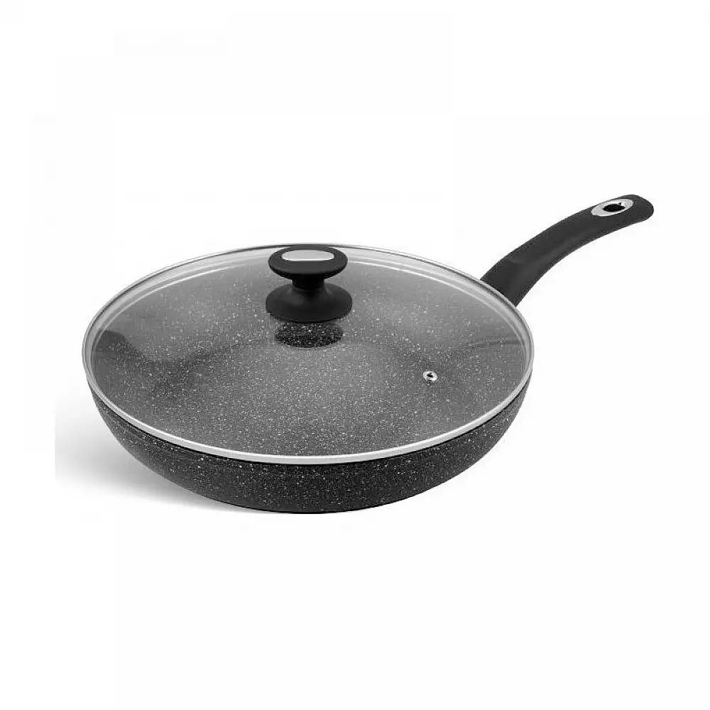 Αντικολλητικό Τηγάνι 28 cm με Κεραμική Μαρμάρινη Επίστρωση και Γυάλινο Καπάκι Edenberg EB-4111