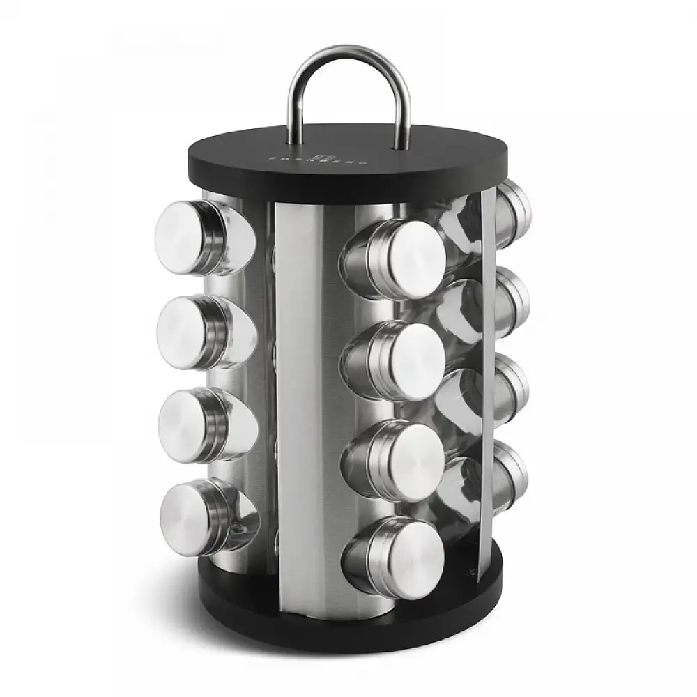Σετ Δοχεία Μπαχαρικών με Περιστρεφόμενη Βάση 17 τμχ Χρώματος Μαύρο Edenberg EB-4027