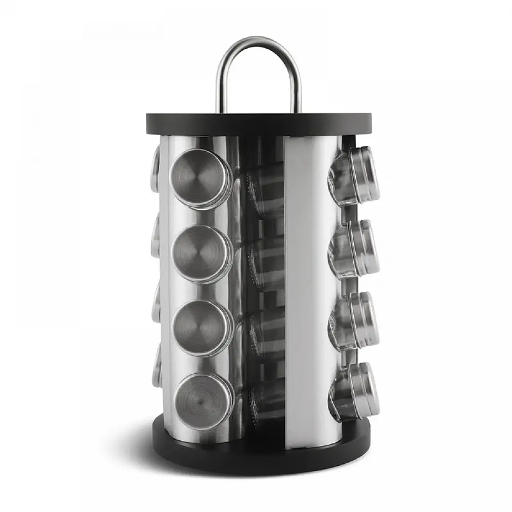 Σετ Δοχεία Μπαχαρικών με Περιστρεφόμενη Βάση 17 τμχ Χρώματος Μαύρο Edenberg EB-4027