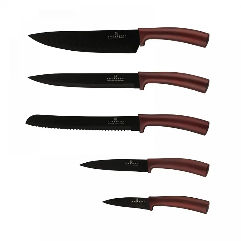 Σετ Μαχαίρια με Μαγνητική Βάση 6 τμχ Χρώματος Μπορντό Edenberg EB-964